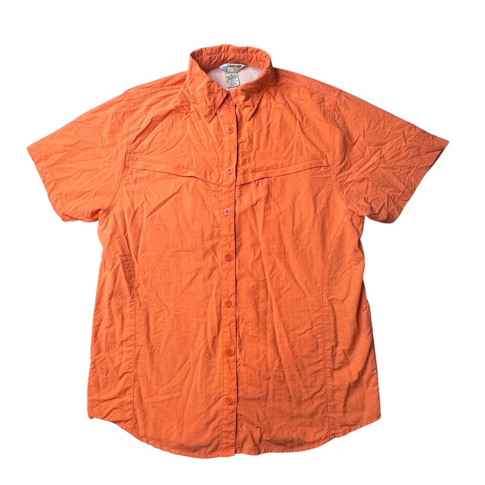 Magellan Shirt Womens S Orange Fishing Hiking Short Sleeve Vented Button Up